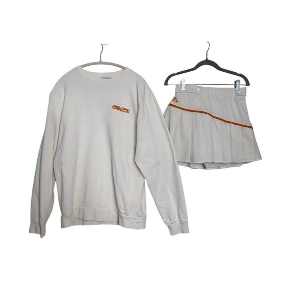 Ciao Lucia Tennis Sweatshirt Skirt Set Women's Large Ivory Clay Orange Trim - Picture 1 of 8